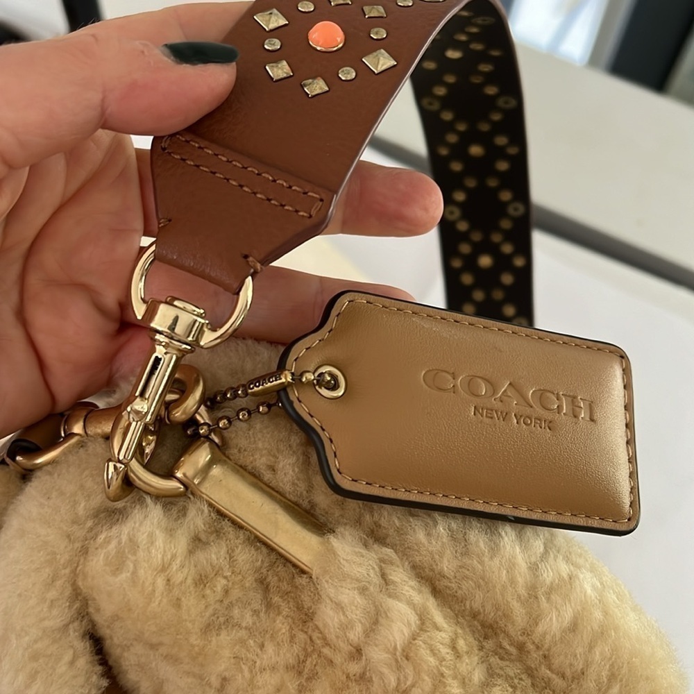 Coach Shearling Beige Fur Pillow Tabby Shoulder Crossbody Bag - Picture 7 of 16